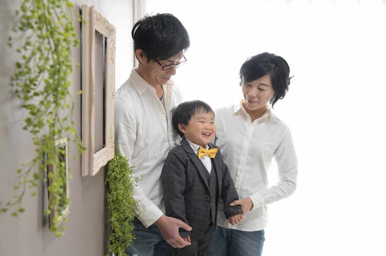 家族写真,家族,記念写真,お揃い,蝶ネクタイ