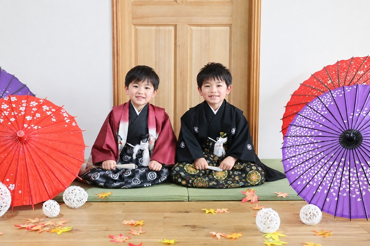 七五三写真,七五三撮影,5歳7歳七五三,七五三男の子,秋の祝典の和装ポートレート